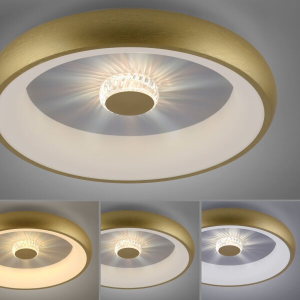 Plafonnier LED à intensité variable effet cristal 29 W laiton