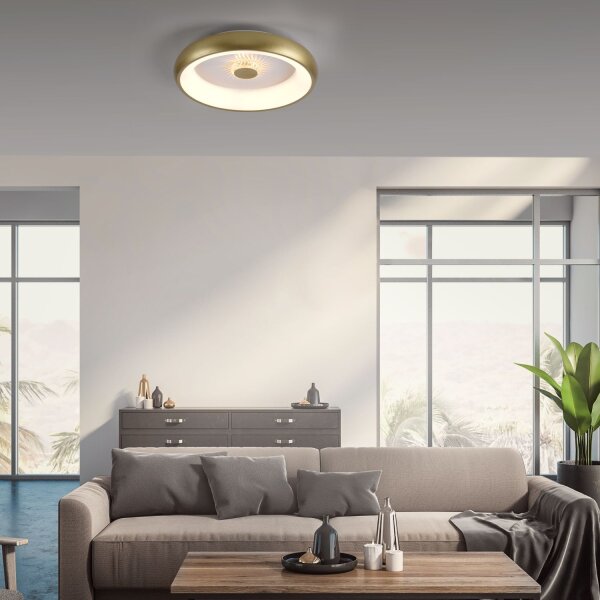 Plafonnier LED à intensité variable effet cristal 29 W laiton