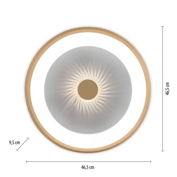 Plafonnier LED à intensité variable effet cristal 29 W laiton