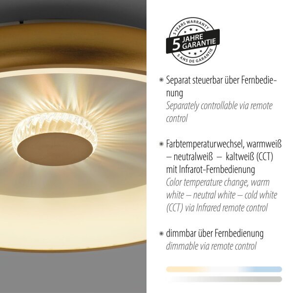 Plafonnier LED à intensité variable 2700-5000 K Ø61,5 cm laiton