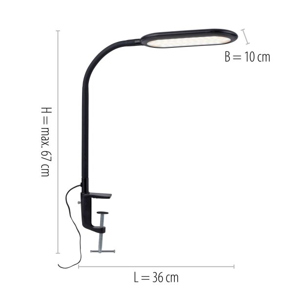 Lampe LED flexible à pince noire 3000-6000 K dimmable
