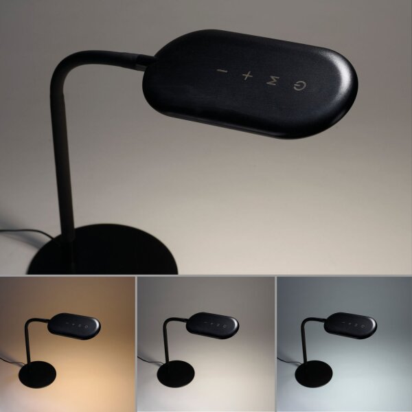 Lampe de table LED flexible noire 3000-6000 K 7 W intensité lumineuse variable
