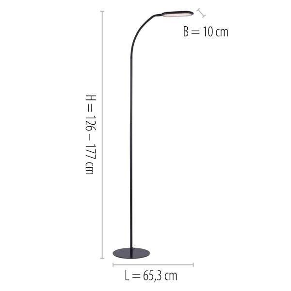 Lampadaire LED flexible noir 175 cm 3000-6000 K 7 W