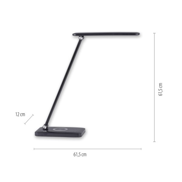 Lampe de bureau LED noire tactile 680 lm réglable