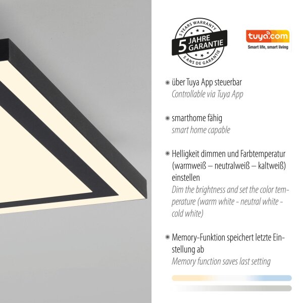 Lampe de plafonnier LED Télécommande 2700-5000 K 45 cm dimmable