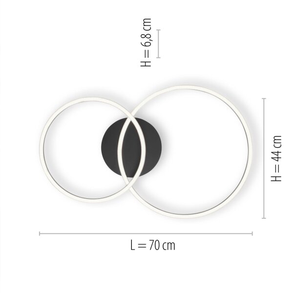 Plafonnier LED métal noir 26 W 3000 K flexible