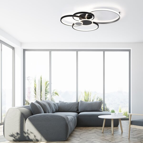 Lampe de plafonnier LED Noir Aluminium Métal L:85 cm 35 W