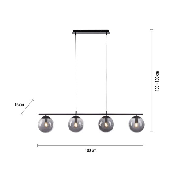 Suspension allongée en verre fumé 100 cm E14 confortable
