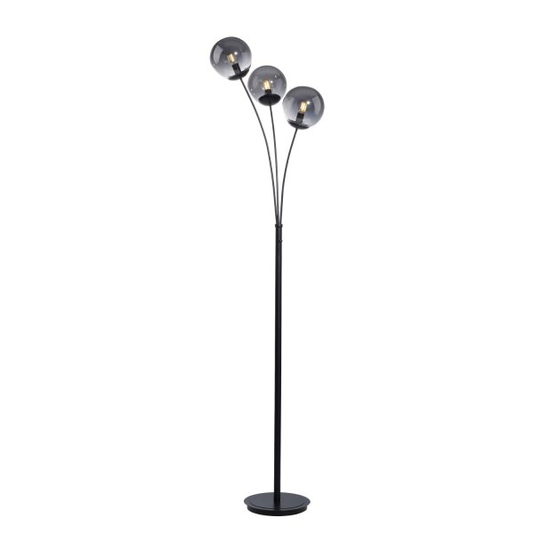 Confortable lampadaire en verre fumé 185 cm E14 à faible éblouissement