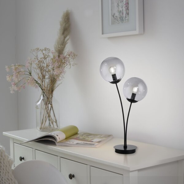 Lampe de table confortable en verre fumé 60 cm E14 à faible éblouissement