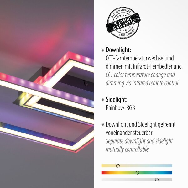 Lampe de plafonnier LED Rainbow RGB dimmable 5000 lm L:121 cm