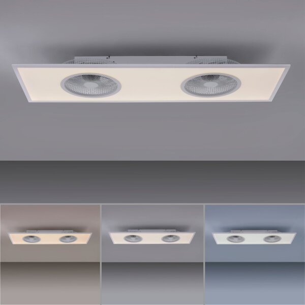 Lampe de plafonnier à LED avec ventilateurs Blanc 3100 lm dimmable