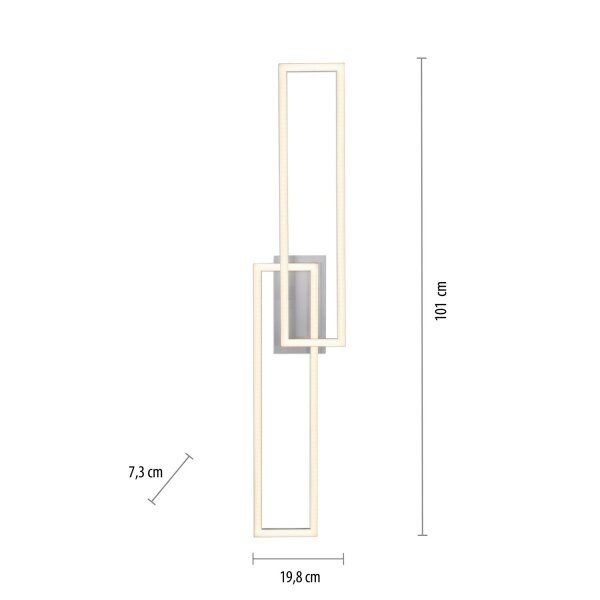 Plafonnier LED à intensité variable en acier 3000 K L:102 cm