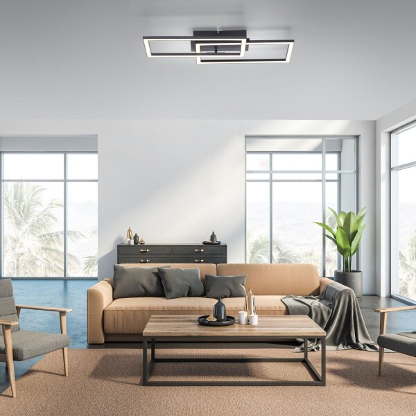 Plafonnier LED à intensité variable noir 4200 lm 3000 K 36 W