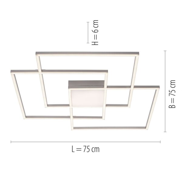 Plafonnier LED à intensité variable Métal en acier L:75 cm 12 W