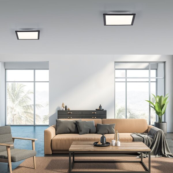 Lampe de plafonnier LED plate noire L:29,5 cm 6 W 750 lm
