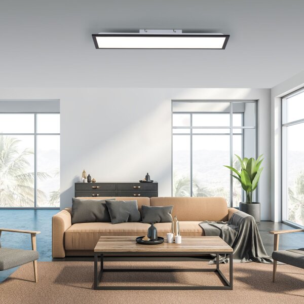 Lampe de plafonnier LED plate noire L:79,5 cm 14 W 3000 K