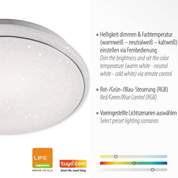 Lampe de plafonnier LED à intensité variable Ciel étoilé RGB 2700-5000 K