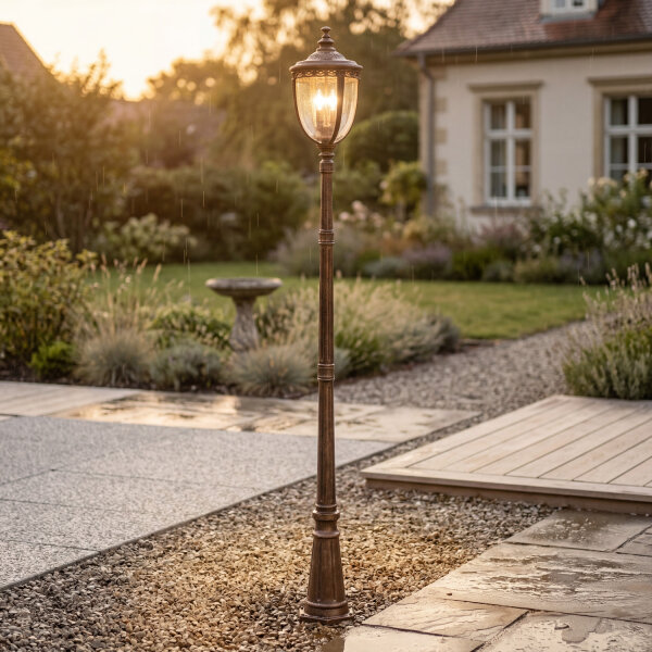Grand réverbère en bronze antique H:263cm IP44