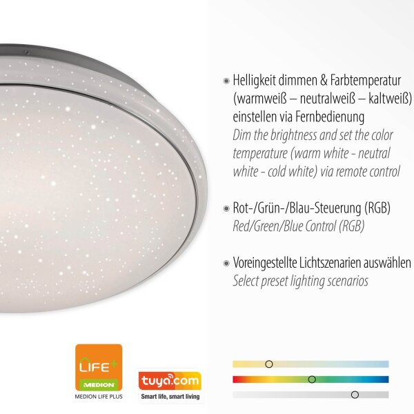 Lampe de plafonnier LED à intensité variable Ciel de nuit RGB 2700-5000 K