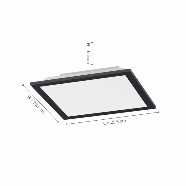 Lampe de plafonnier LED noire 18 W 2700-5000 K Télécommande