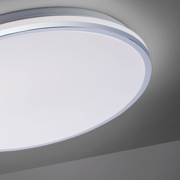 Lampe de plafonnier LED en chrome IP44 Ø49 cm 2500 lm faible éblouissement