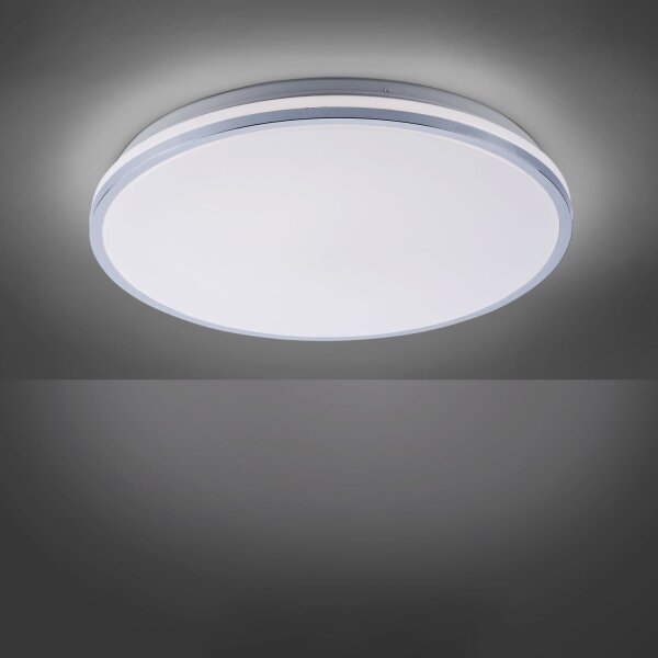 Lampe de plafonnier LED en chrome IP44 Ø49 cm 2500 lm faible éblouissement