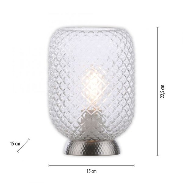 Lampe de table en acier Abat-jour en verre Métal 22,5 cm E27