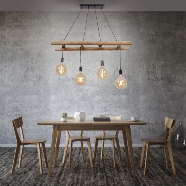 Lampe à suspendre Scandinave Bois 110 cm de long E27 naturel