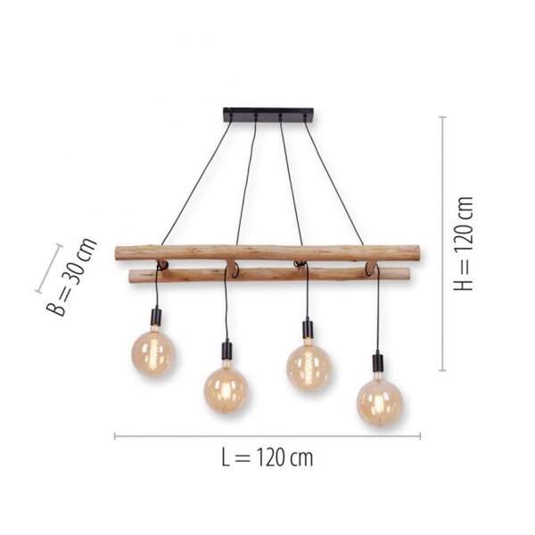 Lampe à suspendre Scandinave Bois 110 cm de long E27 naturel