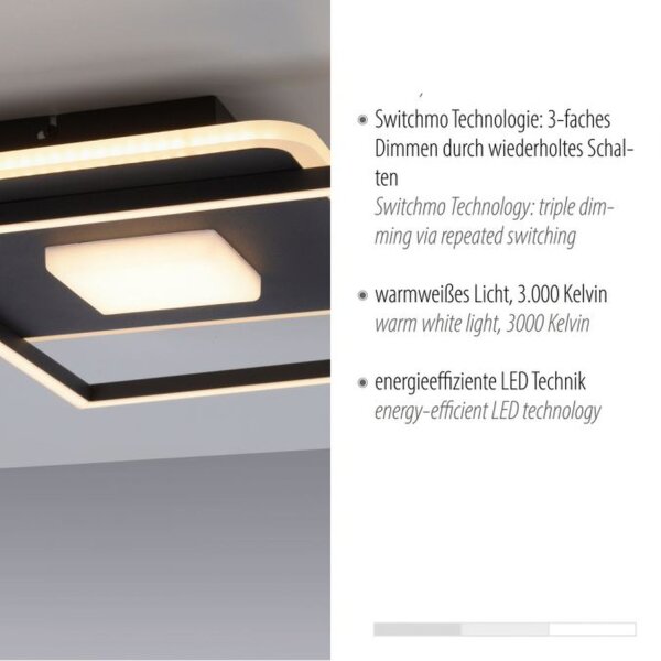 Plafonnier LED stylé Noir L:45 cm 26 W 3000 K
