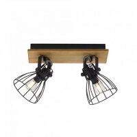 Spot de plafond bois métal fil 2 flammes E14...