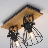 Spot de plafond bois métal fil 2 flammes E14...