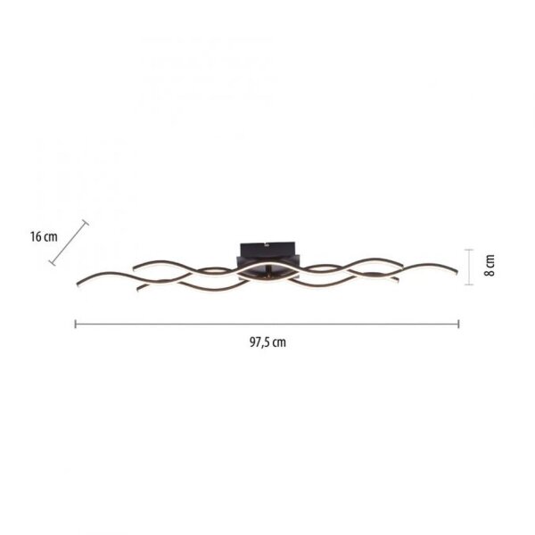 Lampe de plafonnier LED Vagues Métal Noir 3920 lm Moderne