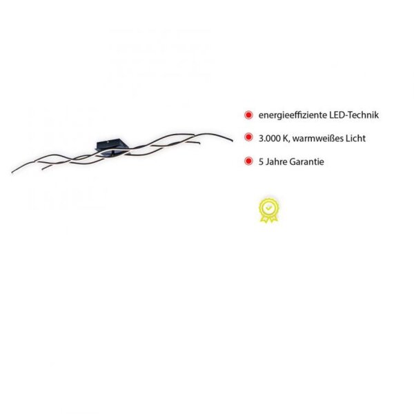 Plafonnier LED Vagues Métal Noir 139 cm 3000 K