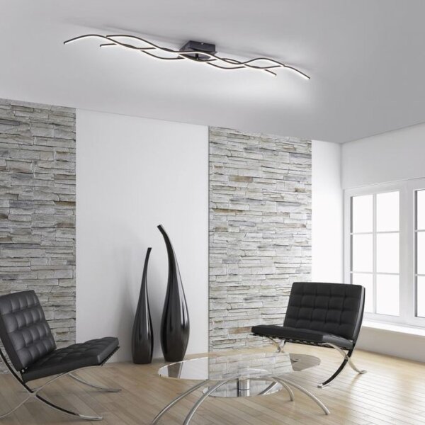 Plafonnier LED Vagues Métal Noir 139 cm 3000 K