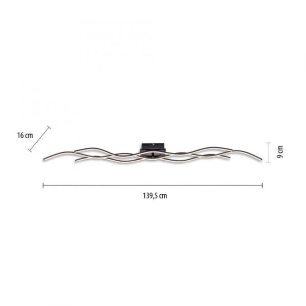 Plafonnier LED Vagues Métal Noir 139 cm 3000 K