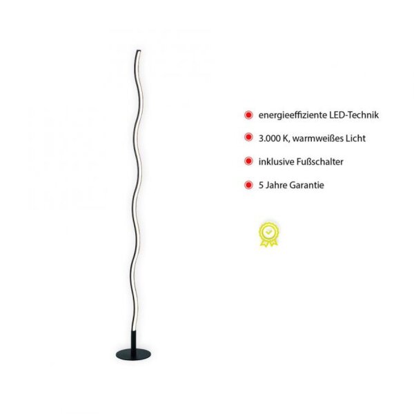 LED Lampadaire noir métal 120 cm 3000 K faible éblouissement