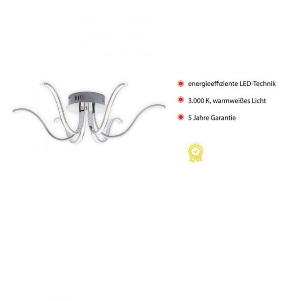 Plafonnier LED métal chromé 3000 K 4 W L:67 cm