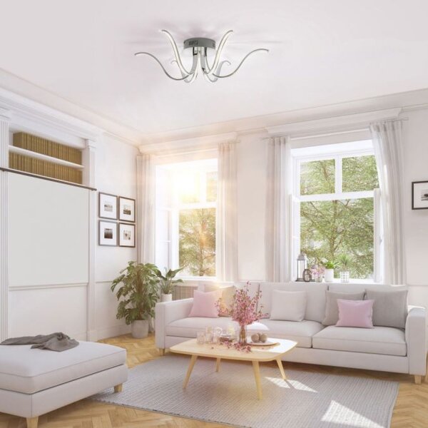 Plafonnier LED métal chromé 3000 K 4 W L:67 cm