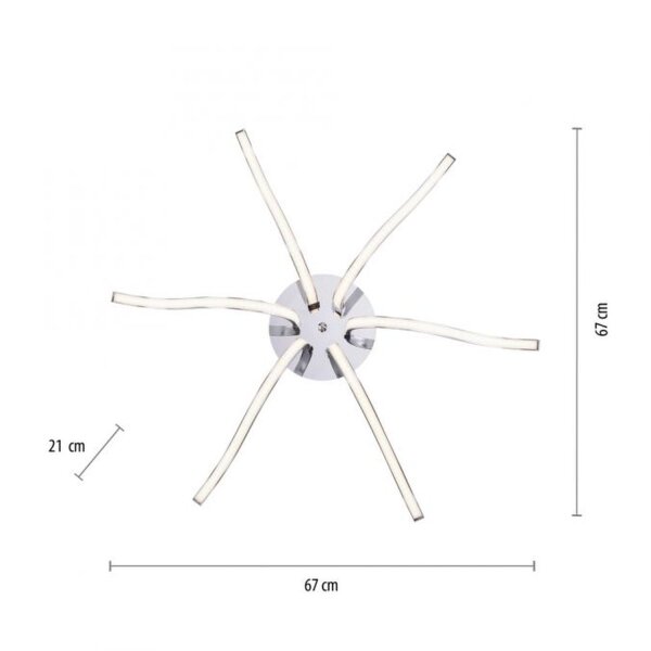 Plafonnier LED métal chromé 3000 K 4 W L:67 cm