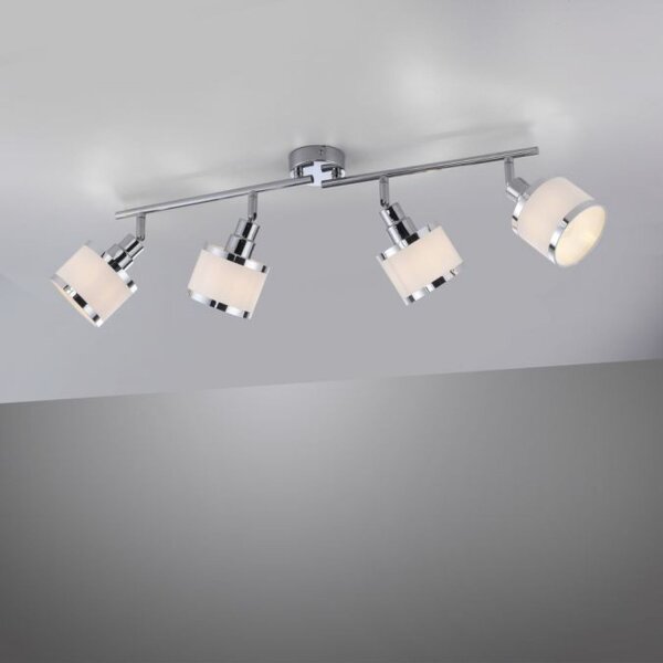Spot de plafond réglable chromé 4-flamme E14 78 cm