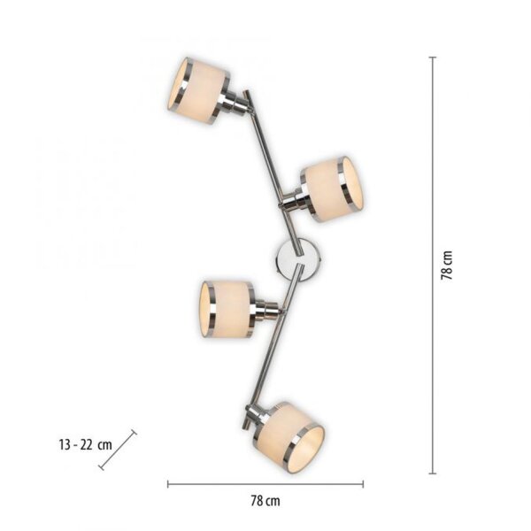 Spot de plafond réglable chromé 4-flamme E14 78 cm
