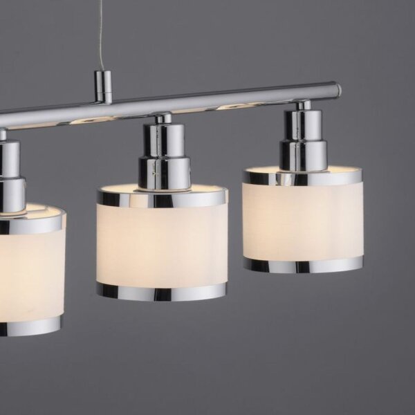 Suspension longue métal chrome 5 flammes E14 90 cm