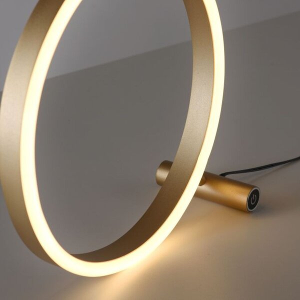 Lampe de table LED à intensité variable Touch 28 cm anneau en laiton