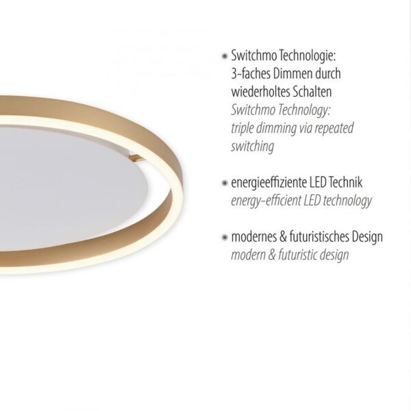 Lampe de plafonnier LED métal Ø39,3 cm 20 W dimmable en laiton