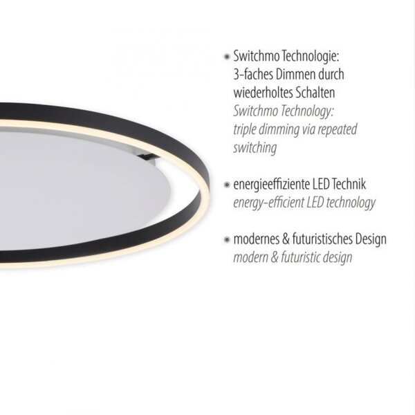 Plafonnier LED à intensité variable Anthracite Ø58,5 cm 3650 lm