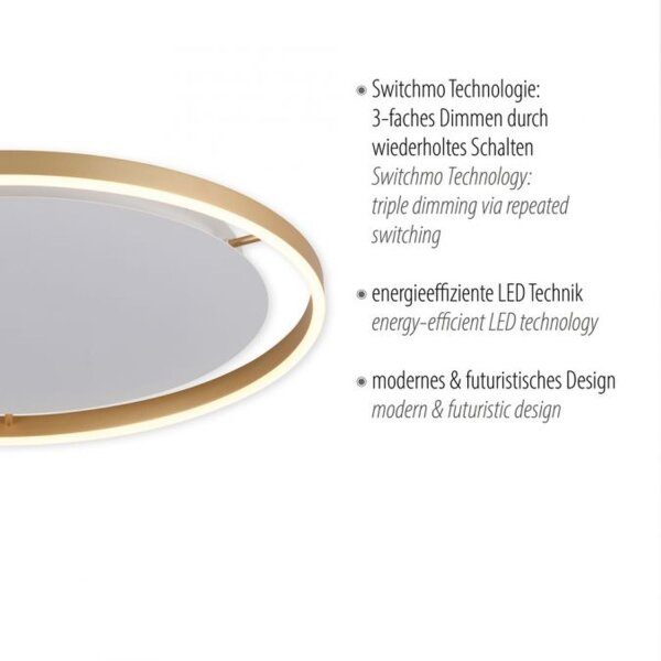 Lampe de plafonnier LED à intensité variable Ø58,5 cm 3650 lm en laiton