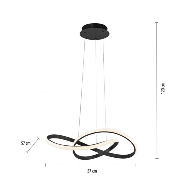 Suspension LED à intensité variable Métal noir 3000 K L:57 cm