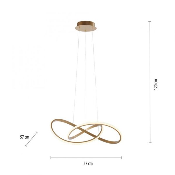 Suspension LED à intensité variable en laiton 3000 K L:57 cm